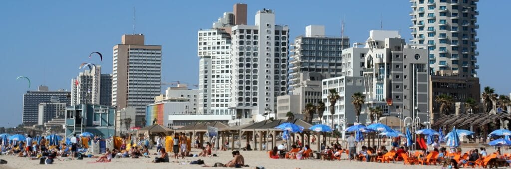 En bild på stranden i Tel Aviv