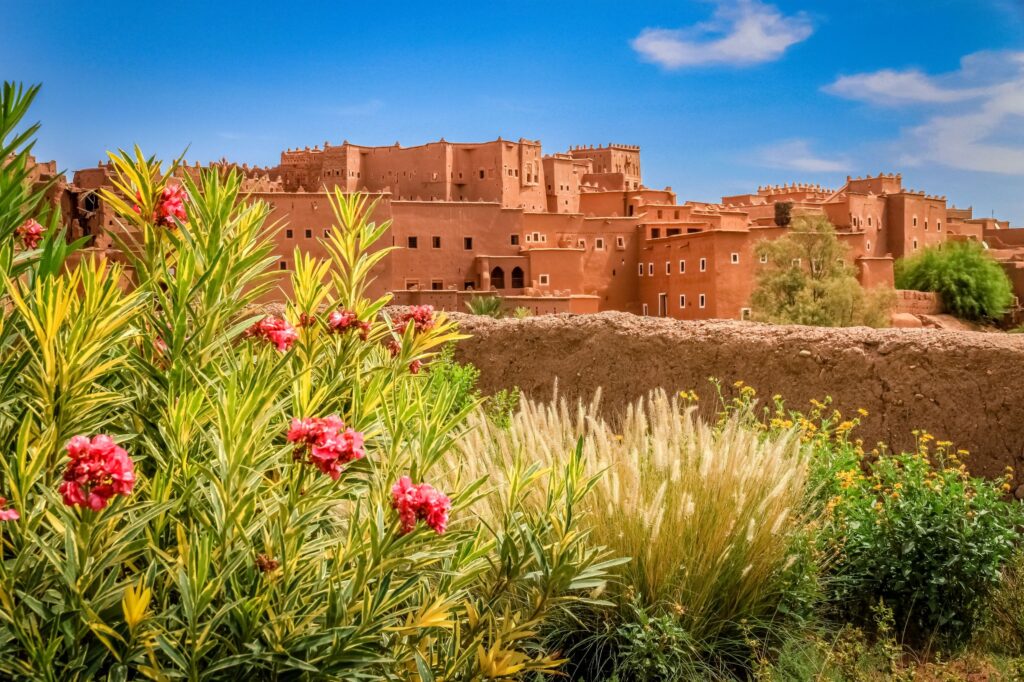 En bild på en kasbah i Marocko.